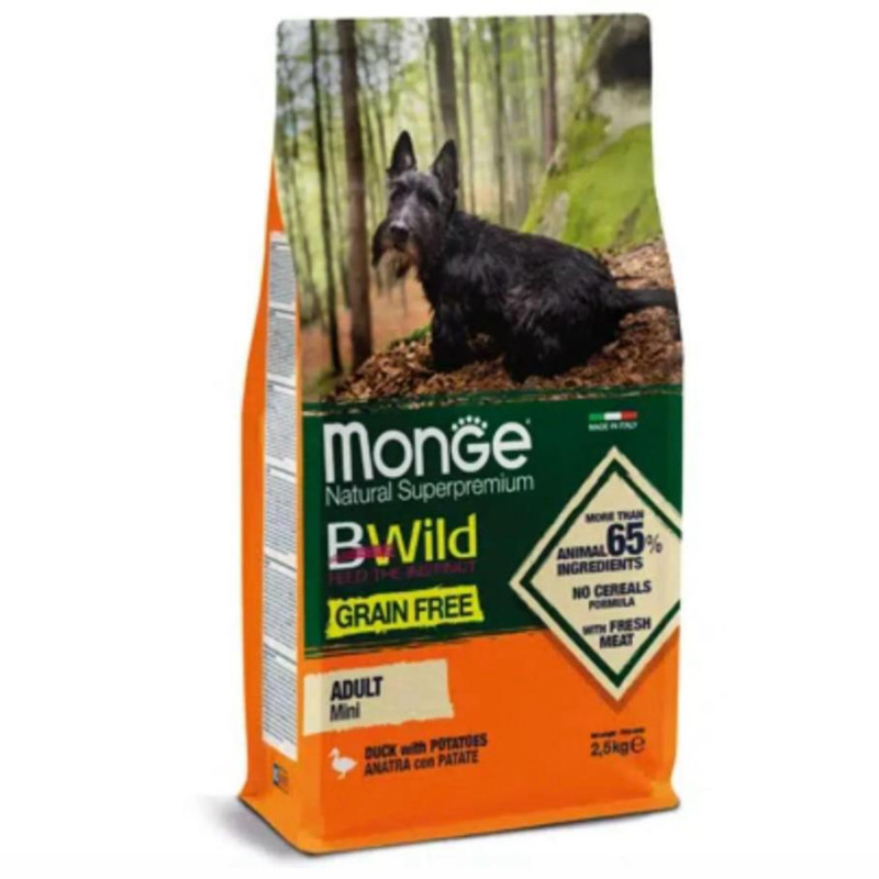 monge-b-wild-dog-grain-free-mini-adult-antra-patate-alimento-completo-e-bilanciato monge b wild dog grain free mini adult anatra patate alimento completo e bilanciato