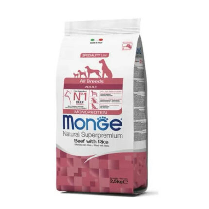 monge dog adult all breeds manzo monoprotein alimento completo 2.5kg