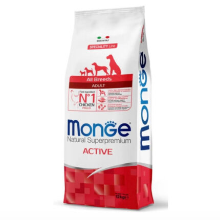 monge dog all breeds active adult pollo intensa attivita fisica alimento completo