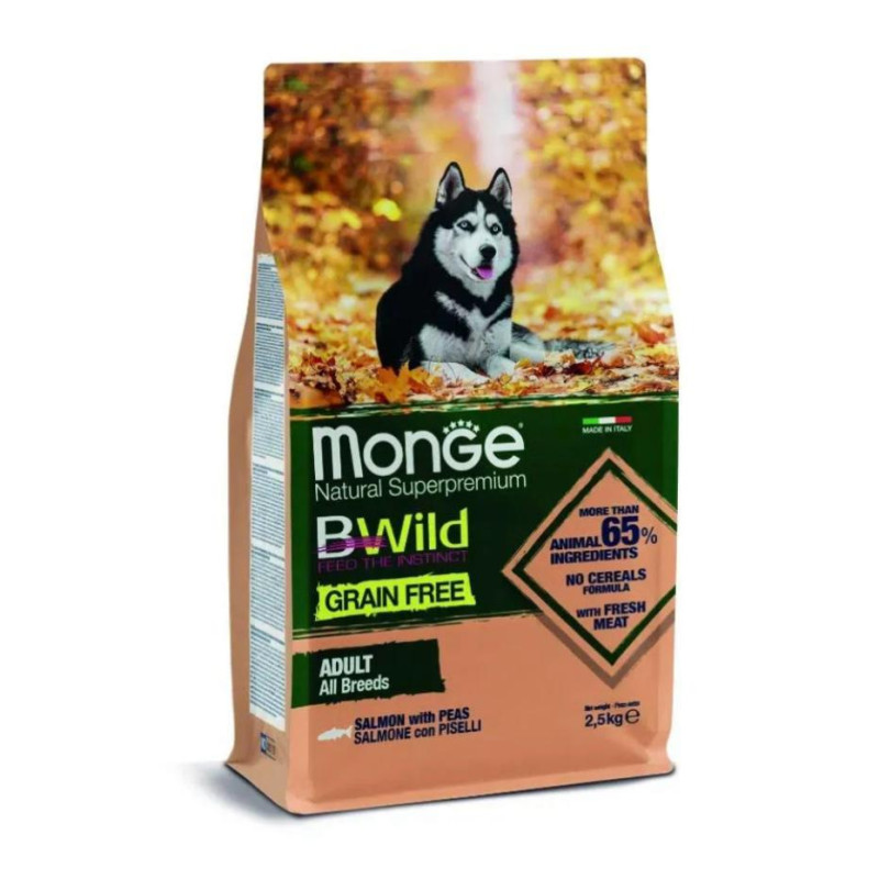monge-dog-bwild-adult-all-breeds-gf-salmone-e-piselli-monoprotein-alimento-secco-completo-2,5kg monge dog bwild adult all breeds gf salmone e piselli monoprotein alimento secco completo 2.5kg
