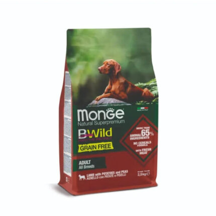 monge dog bwild all breeds gf agnello patate piselli monoprotein alimento completo 2.5kg