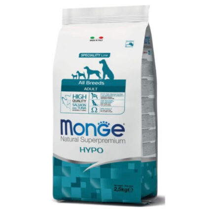 monge dog hypoallergenic all breeds salmone alimento completo riduzione intolleranze 2.5kg