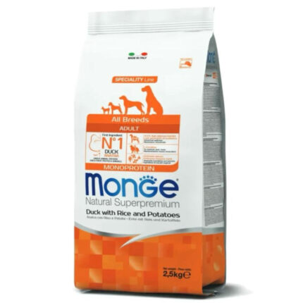 monge dog monoprotein all breeds adult anatra riso e patate alimento completo 2.5kg