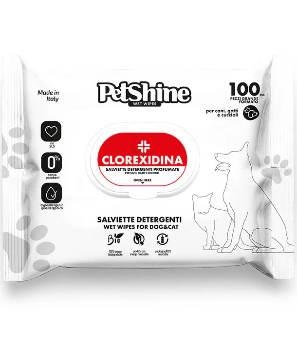 petshine salviettine clorexidina PetShine dog/cat Salviette pz. 100 - immagine 1