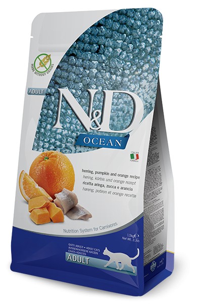 farmina cat ocean con zucca aringa e arancia.