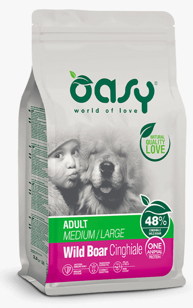 oasy dog adult medium large one protein cinghiale kg. 12.