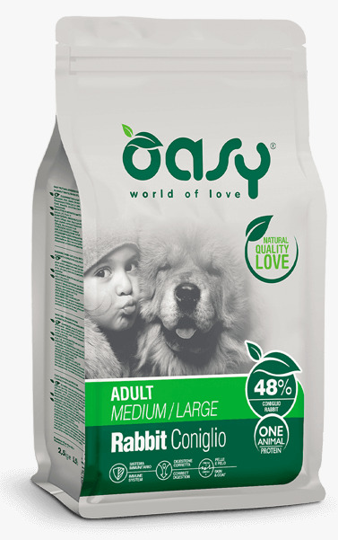 oasy-dog-adult-medium large one protein coniglio kg. 12.