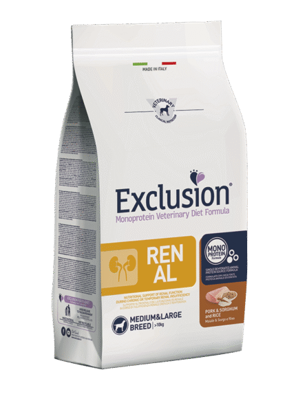 exclusion-dog-veterinary diet renal maiale e sorgo m_m kg. 12.