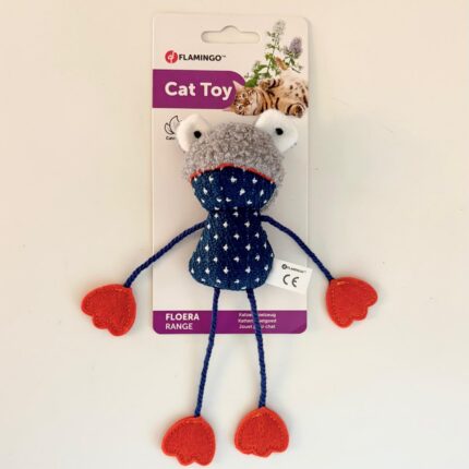 flamingo cat toy rana con catnip.