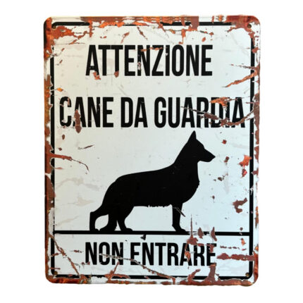 targa vintage cane pastore nero.