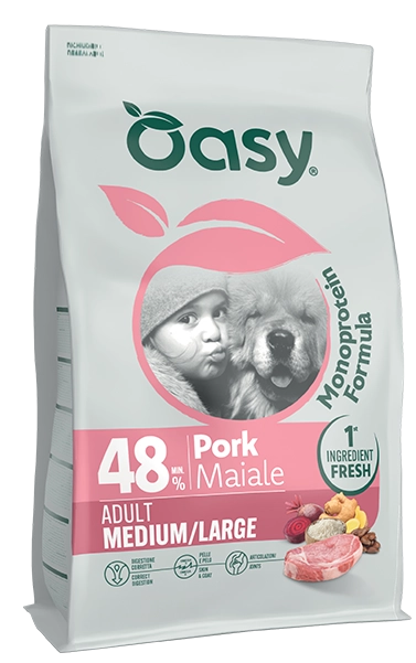 oasy dog medium large monoprotein maiale kg. 10.webp
